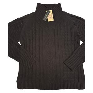 Philomena Petti New York Womens Black Cable Knit Mock Neck Sweater Size XL NWT